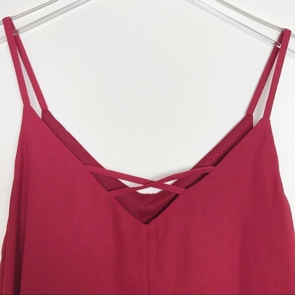 Emmelee beaded dark red tank cross straps hi-lo S - Picture 4 of 8